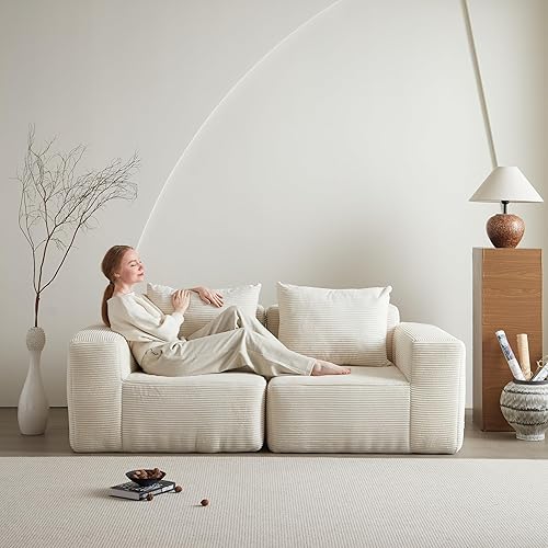 Miniatura 5 de Swbvs Sofá cama futón, sofá pequeño seccional, sofá cama, sofá biplaza, sofá moderno futón, sofá cámara, sofás para sala de estar, dormitorio, beige