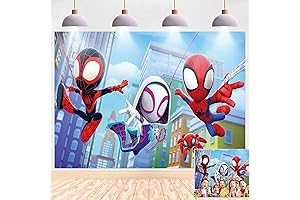 Animated Superhero Birthday Party Backdrop