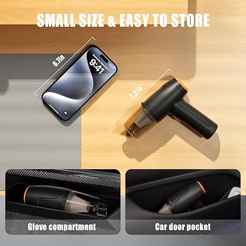 Miniatura 6 de Aspiradora de mano inalámbrica para automóvil, aspiradora de 9000 Pa y plumero de aire, mini aspiradora portátil inalámbrica con batería de 6000