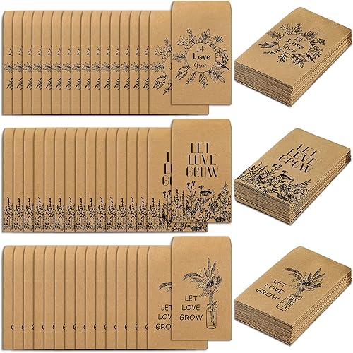 150 paquetes de semillas para recuerdos de boda, deja crecer el amor, sobres autoadhesivos retro de Navidad y San Valentín para invitados, 3 estilos