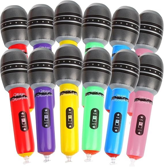 CCINEE 12 Pack Inflatable Microphones, 9.4 Inch Giant Blow