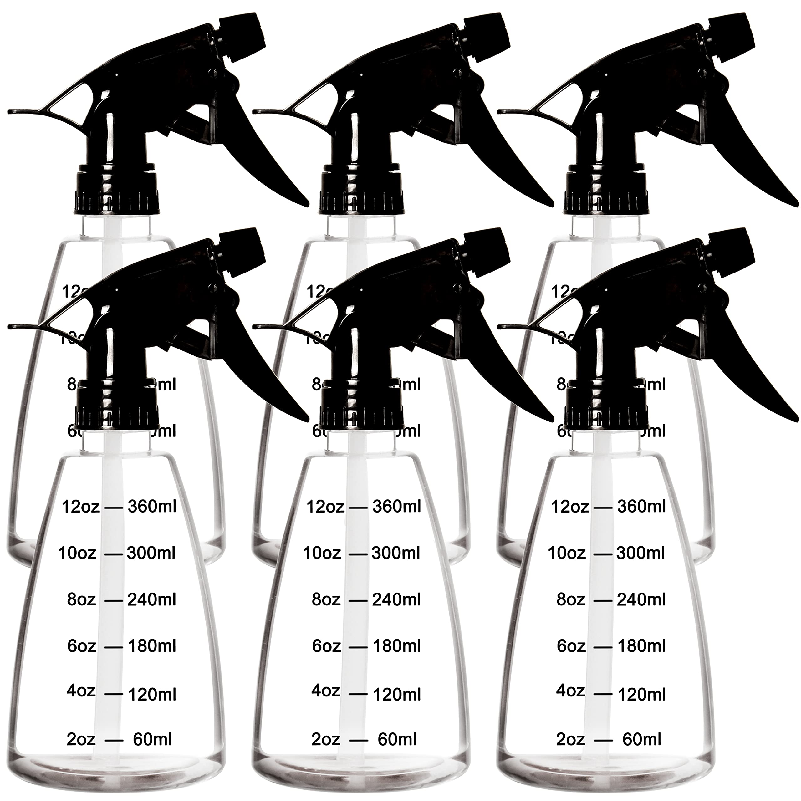 Youngever Clear 6 Pack 350Ml Empty Plastic Spray Bottles, Spray Bottles For Hair And Cleaning Solutions (12 Ounce)