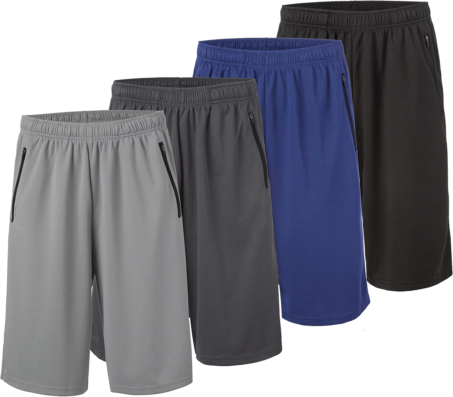 Essential Elements 4 Pack: Men’s Dry-Fit Sweat Resistant Active Athletic Performance Shorts