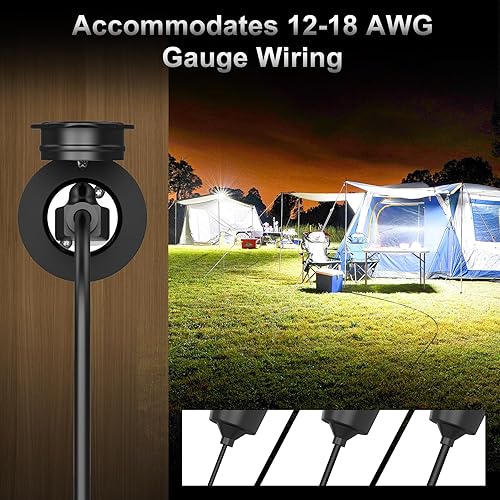 Miniatura 9 de Toma de corriente con brida NEMA 5-15R - 110 V120 V, 15 amperios, receptáculo de enchufe hembra redondo individual, resistente a la intemperie,