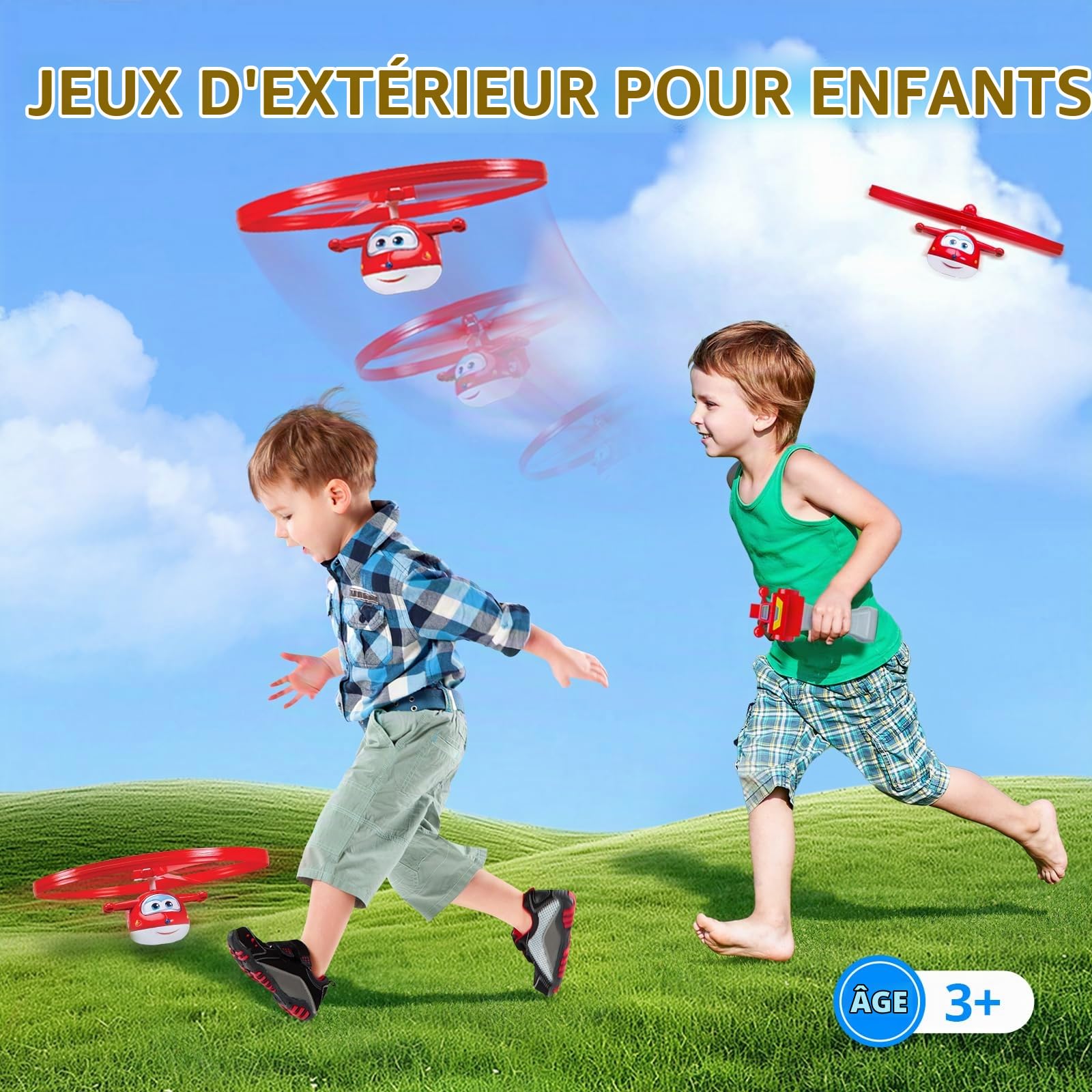 Super Wings Jouets Volants Jett pour Enfants - Disques Volants d'Extérieur Amusants, Avion Jouet pour Garçons et Filles de 3 à 8 Ans