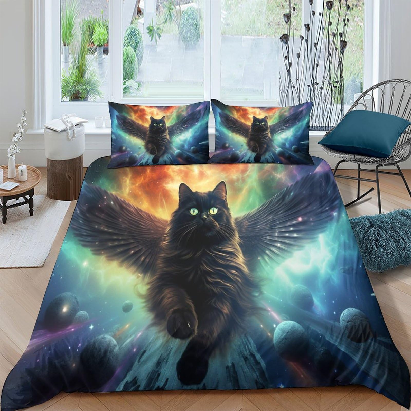 Housse de couette nébuleuse de couleur parure de lit 3 pièces microfibre zippée 220x240