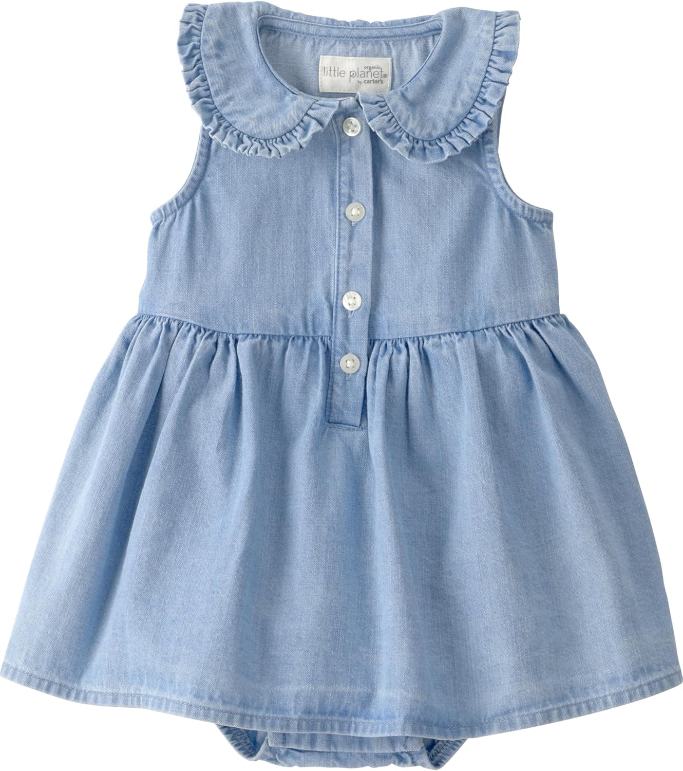 Little Planet by Carter's Girl Dress Made with Organic Cotton, Blue Wash, 18M