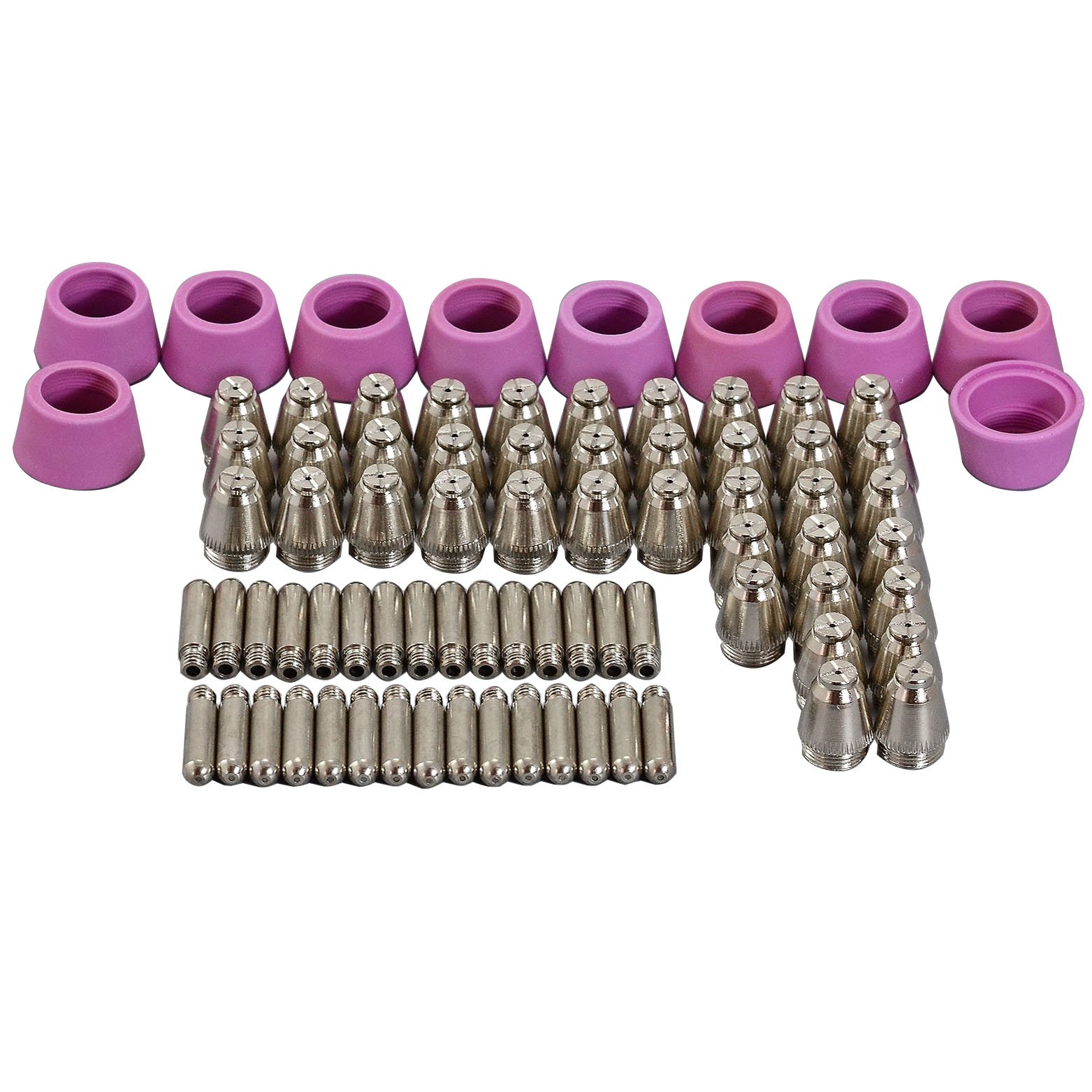 Riverweld Sg-55 Ag-60 Wsd-60 Plasma Electrode With Hafnium Wire Plasma Tip Nozzle 0.9Mm 40Amp Alumina Nozzle Ceramic Cups Kit Fit Cut-60 Lgk-60 Plasma Cutter 80Pcs