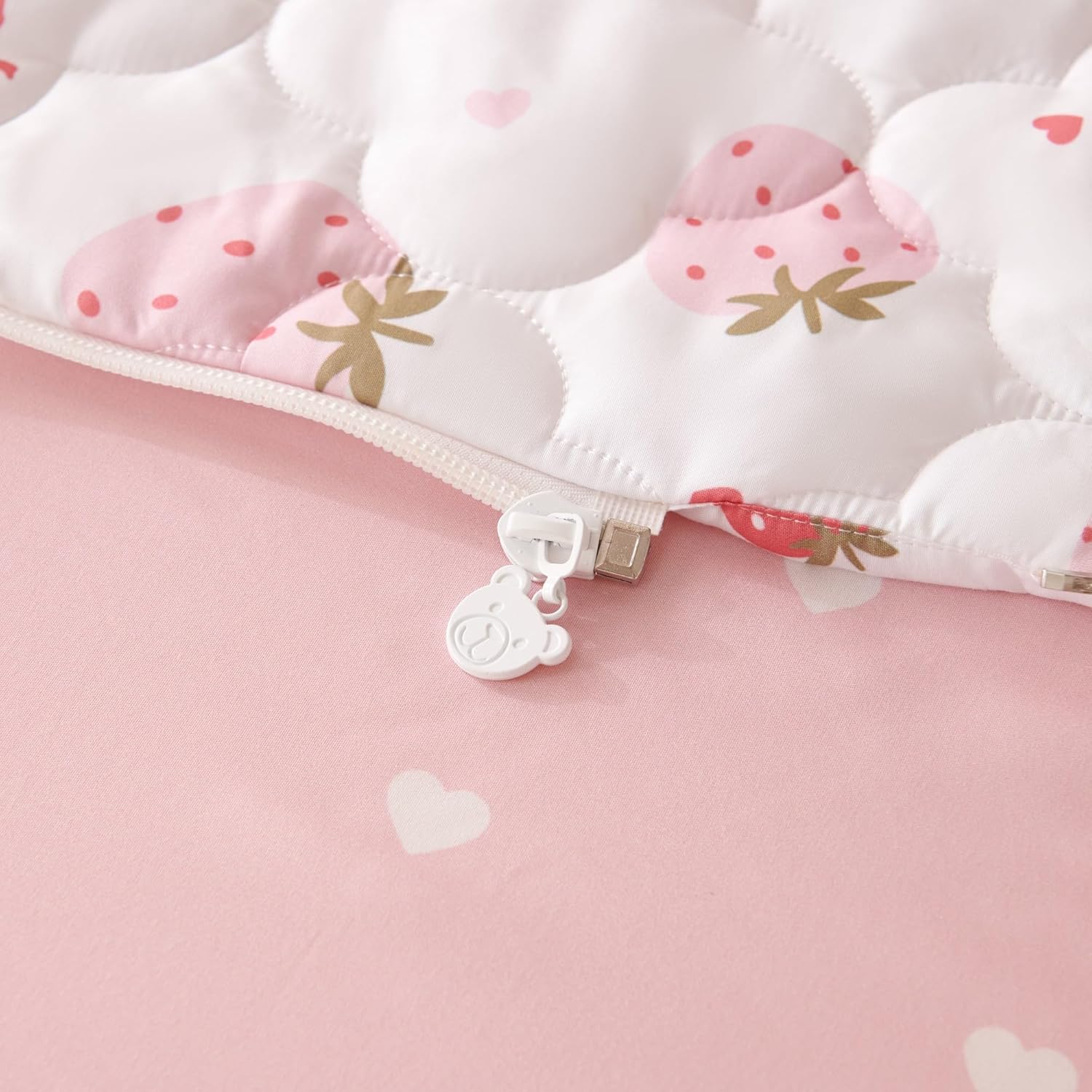 Nayoroom Strawberry Sweet Dreams Twin Zipper Bedding Set for Kids, Pink White Comforter with All-in-One Zipper Design, Cute Berry Bedding for Girls & Boys. (Twin Size) - Image 5