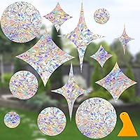 Vista 11 de Calcomanías de ventana para prevenir golpes de pájaros, DELLAN 24 Calcomanías anticolisión arco iris para ventana, Adhesivos deflectores de pájaros