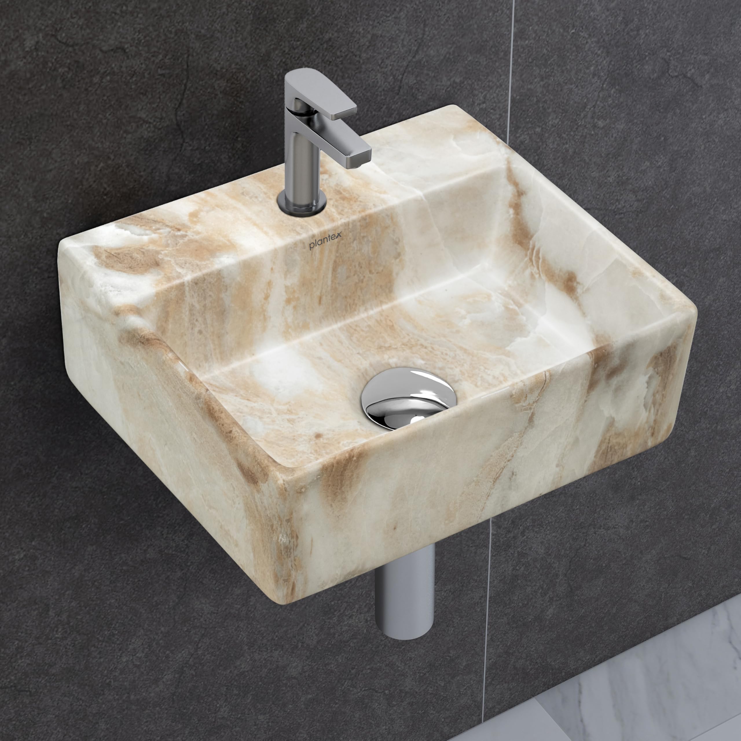 Plantex Ceramic Wash Basin for Bathroom/Square Wall Hung Basin/Bathroom Sink/Washbasin for Restaurant/Hotel (13 x 12 x 5 Inch)