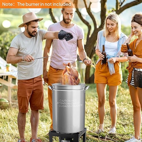 Miniatura 7 de ROVSUN 44QT Olla de Ebullición de Mariscos de Acero Inoxidable con Cestillo Colador, Tapa y Gancho, Olla de Stock Versátil para Hervir Cangrejo,