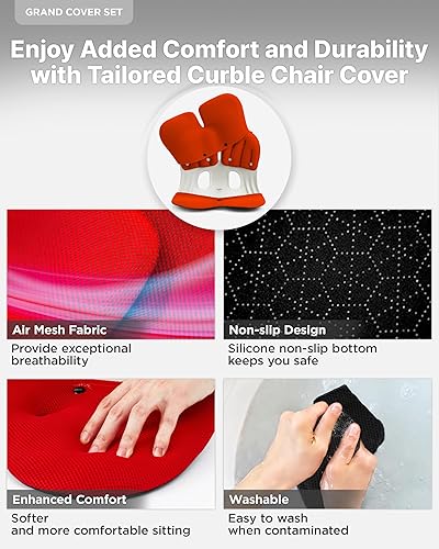 Miniatura 5 de curble Grand (Extra Anchas y Resistentes) Juego de Fundas  Soporte Ergonómico para Respaldo de Silla y Funda Desmontable, Soporte Lumbar para