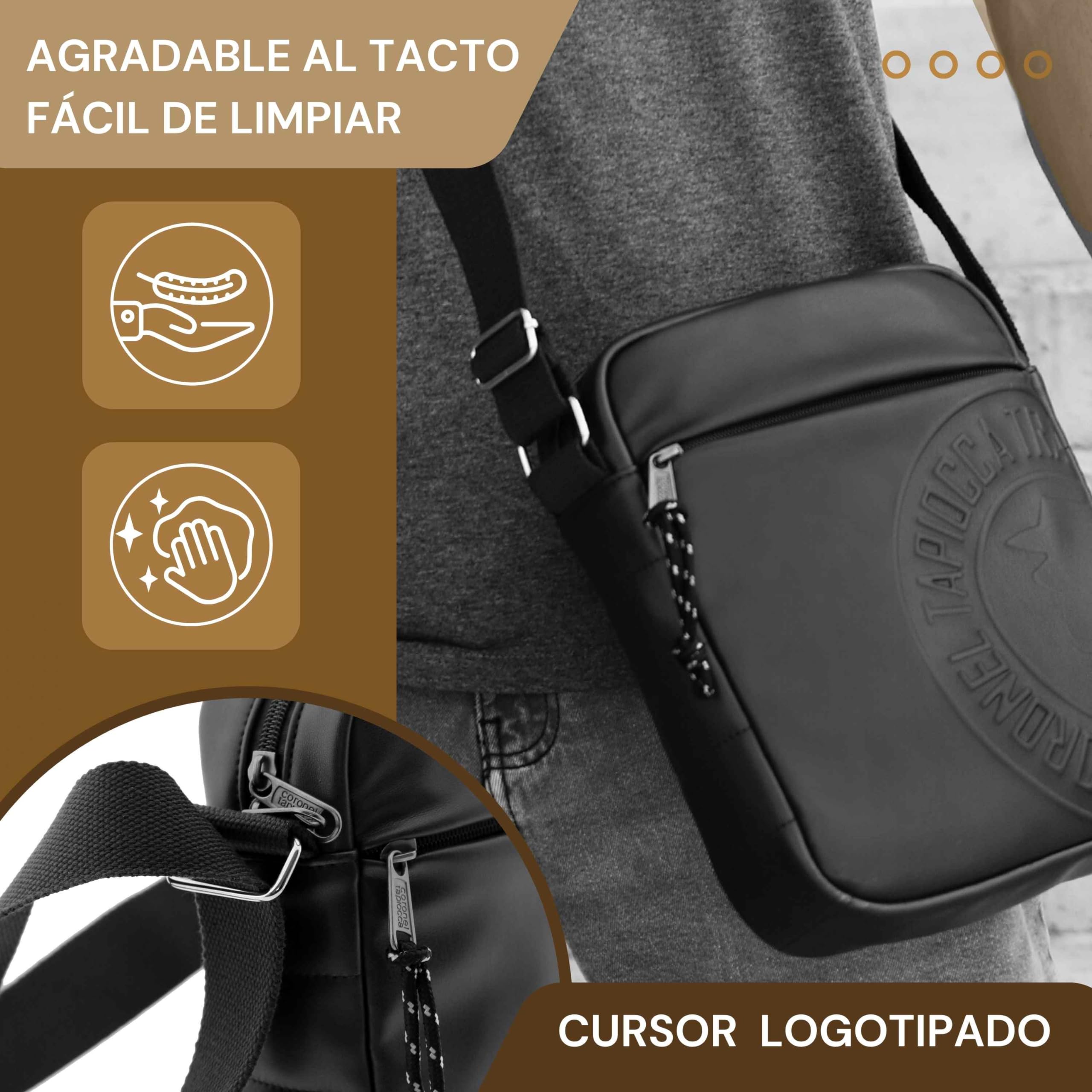 Coronel Tapioca - Bandoleras Hombre - Bolso Hombre - Bolso hombre bandolera - Bolso Bandolera hombre - Bandolera piel Grande hombre mariconera para uso diario, casual, viaje o negocios