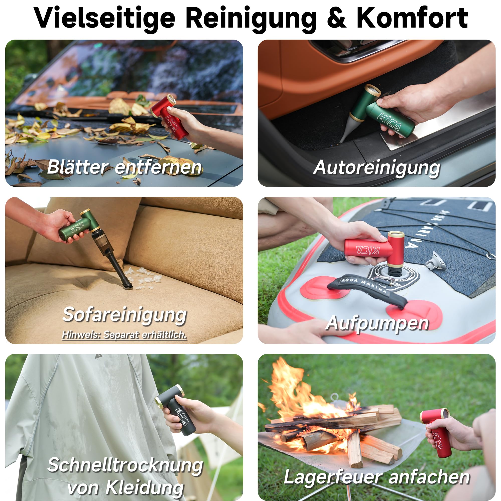 Kica JetFan 2S Elektrische Staubgebläse 117000 U/min Mini Air Duster Stufenloser Regelung Turbotaste Rot