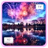 宇宙の夜花火 – 華やかな星々の爆発と祝祭の祝賀音、Fire TVスクリーンセーバー用スリープタイマー付き