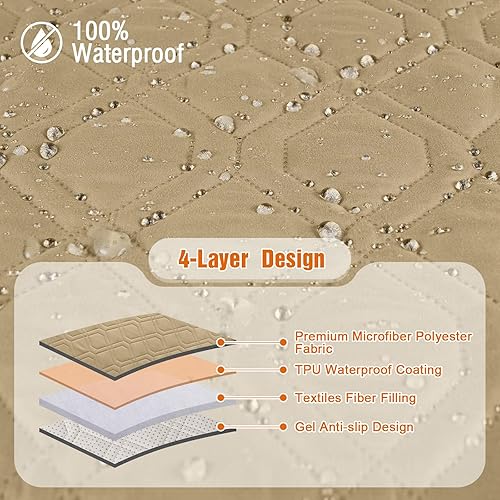 Miniatura 93 de VANSOFY Fundas 100% impermeables para sillas reclinables, antideslizantes, para sillas reclinables, protector de muebles, funda lavable con Negro