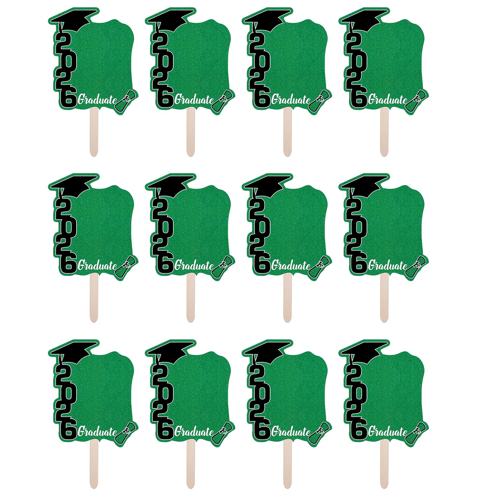 2026 Graduation Theme Fan Photo Frames 12Pieces Set Colorful Party Decorations and Props Celebration Backdrops Photo Booth Accessories