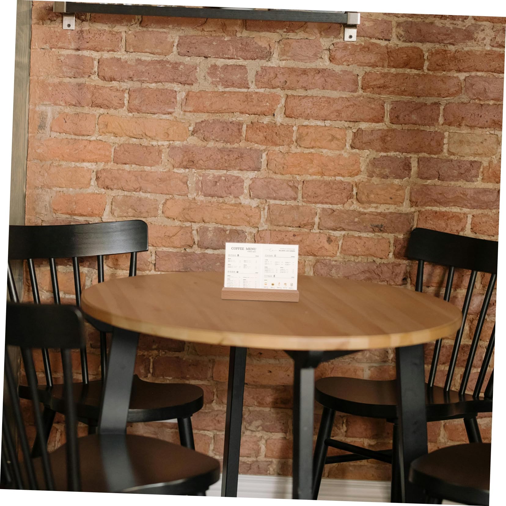 VILLCASE Soporte Para Portamenús Acrílico Transparente Horizontal Con Base De Madera Natural, Expositor De Sobremesa Para Restaurantes, Cafés y Eventos, Pack 5 Unidades A6