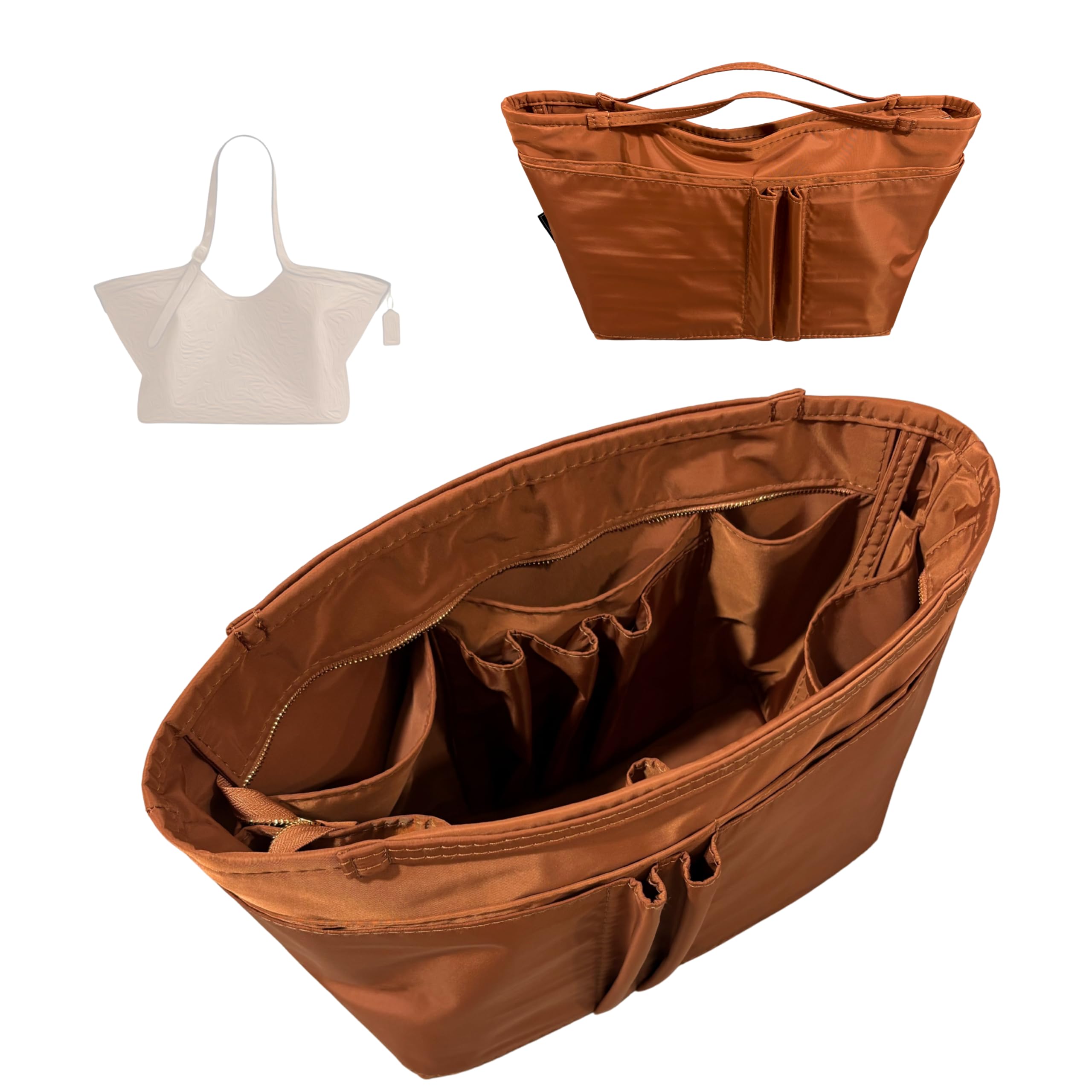 Divitize Premium Taschenorganizer kompatibel mit Coach Gramercy Tote - Maßgefertigtes Design, Wasserdichtes Nylon, Extra Platz und Halt, 24+ Farben (Brown, Gramercy Tote)