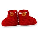 LOVE CROCHET ART Unisex Baby Handmade Crochet Baby Shoes Baby Booties Knitted Booties (Red, 6-12 Month) gallery image