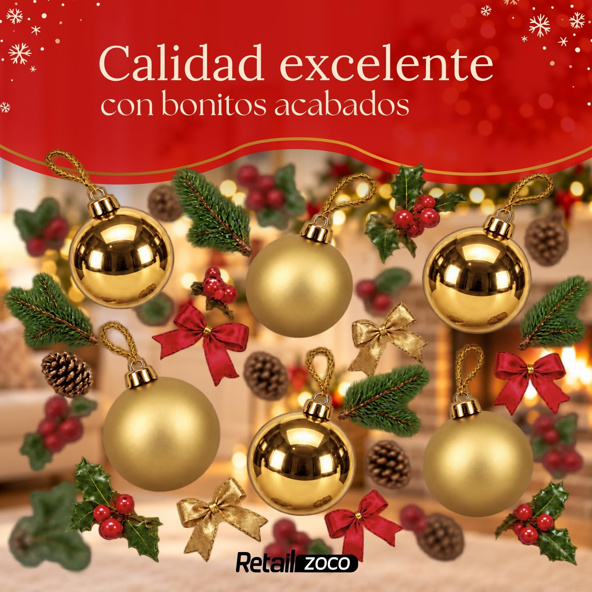Bolas de Navidad, Adornos Arbol Navidad, 12 Piezas, Dorado - imagen 6