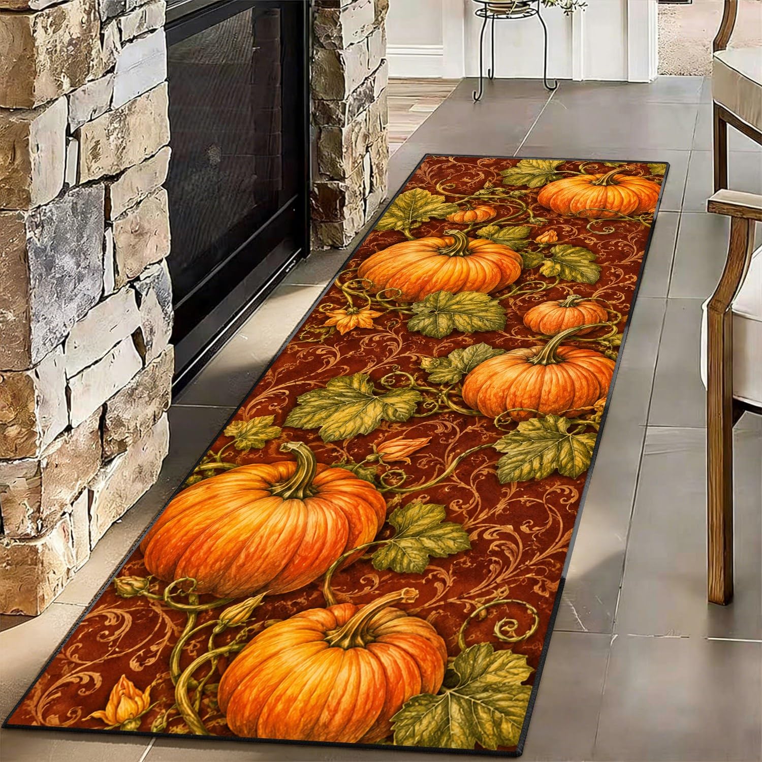 Vintage Pumpkin Kitchen Runner Rugs Farmhouse Fall Runner Rug 60x120cm