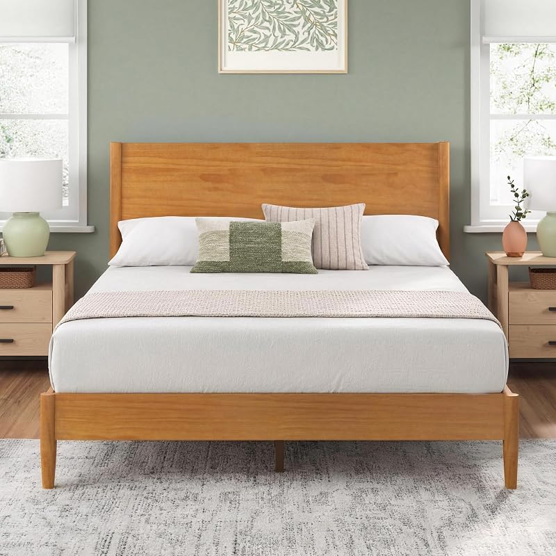 Zinus Allen Mid Century Wood Platform Bed Frame, King