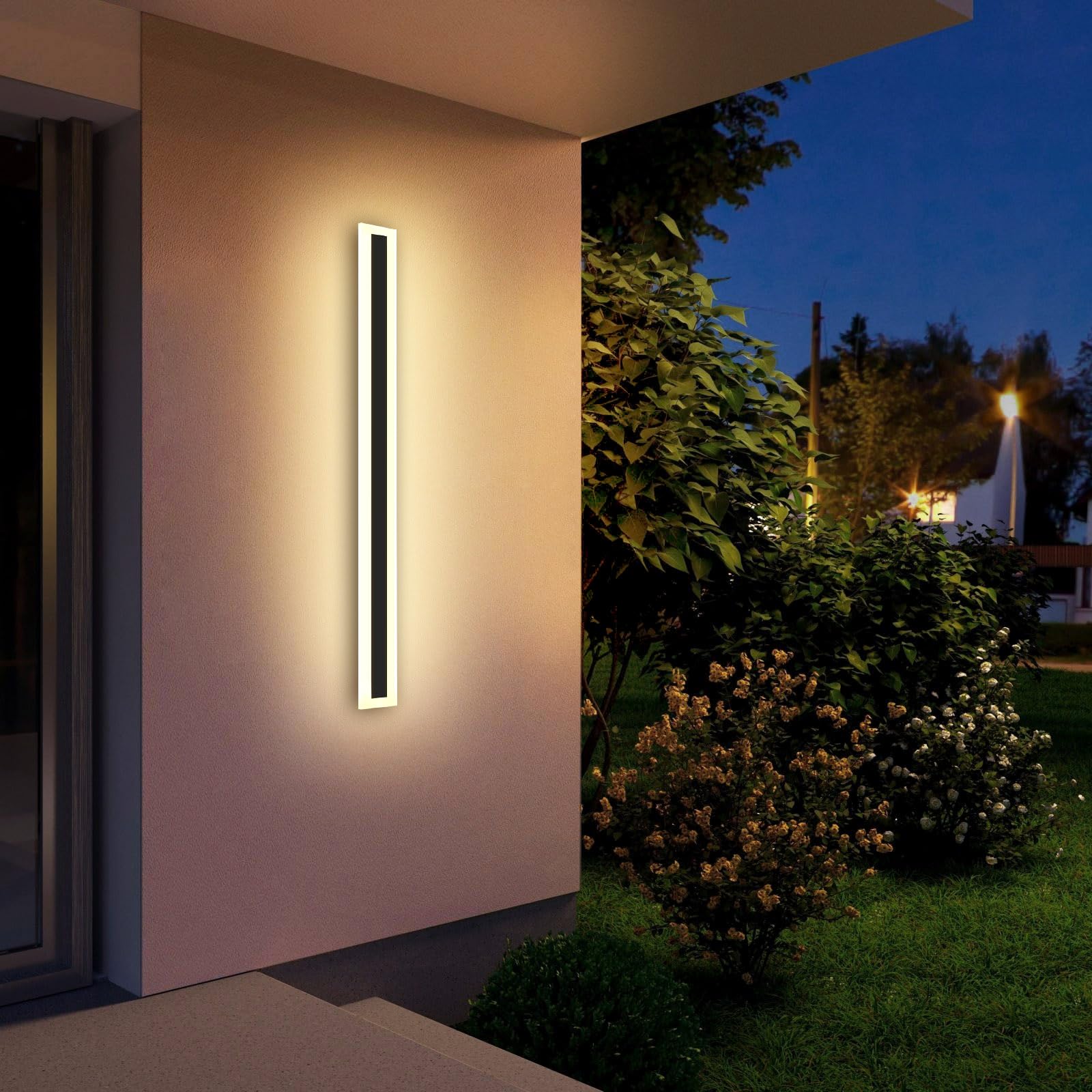 AOOTUYA 60cm Outdoor LED Wall Lights Black, 28W 3000k Warm White Light IP65 Waterproof Outside Porch Wall Lights