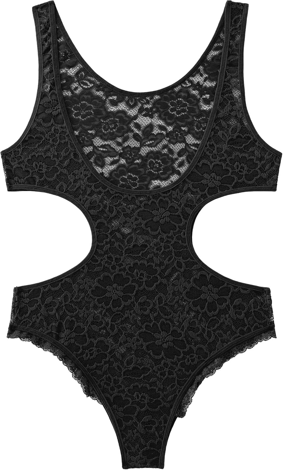 ABAFIP Men's Sissy Lace Bodysuit Floral Sheer See Through Sleeveless Cutout Leotard Crossdress Lingerie - Image 6