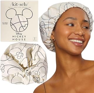 Kitsch Mickey/Minnie Luxury Shower Caps for Women Reusable Waterproof - Large Shower Cap for Women and Men, Non-slip, Quick-dry Hair Cap for Long and Short Hair, Stylish Design