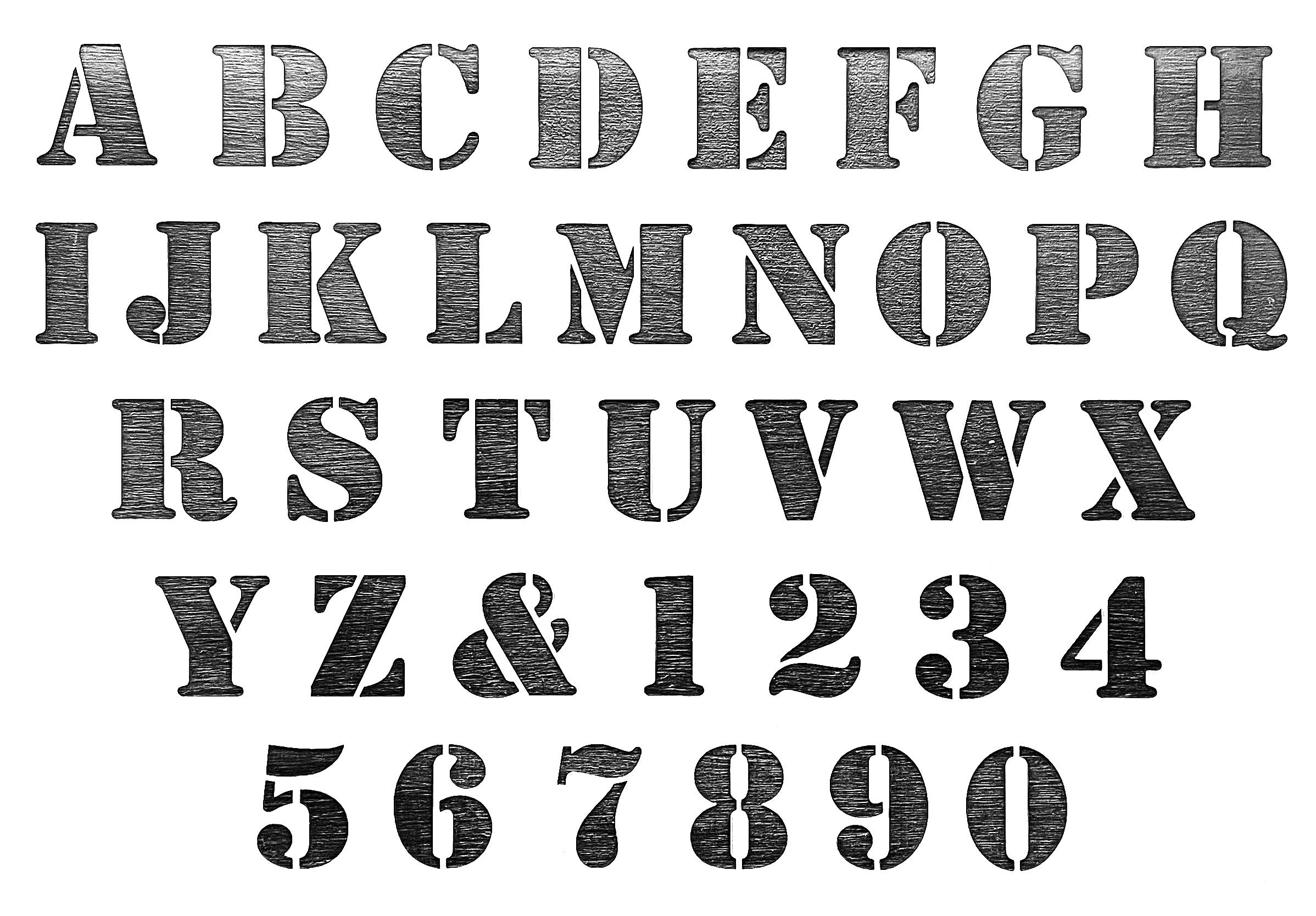Army Style Stencil, A-Z Capital Letters Numbers Modern Military Stencil, Letter height 38mm