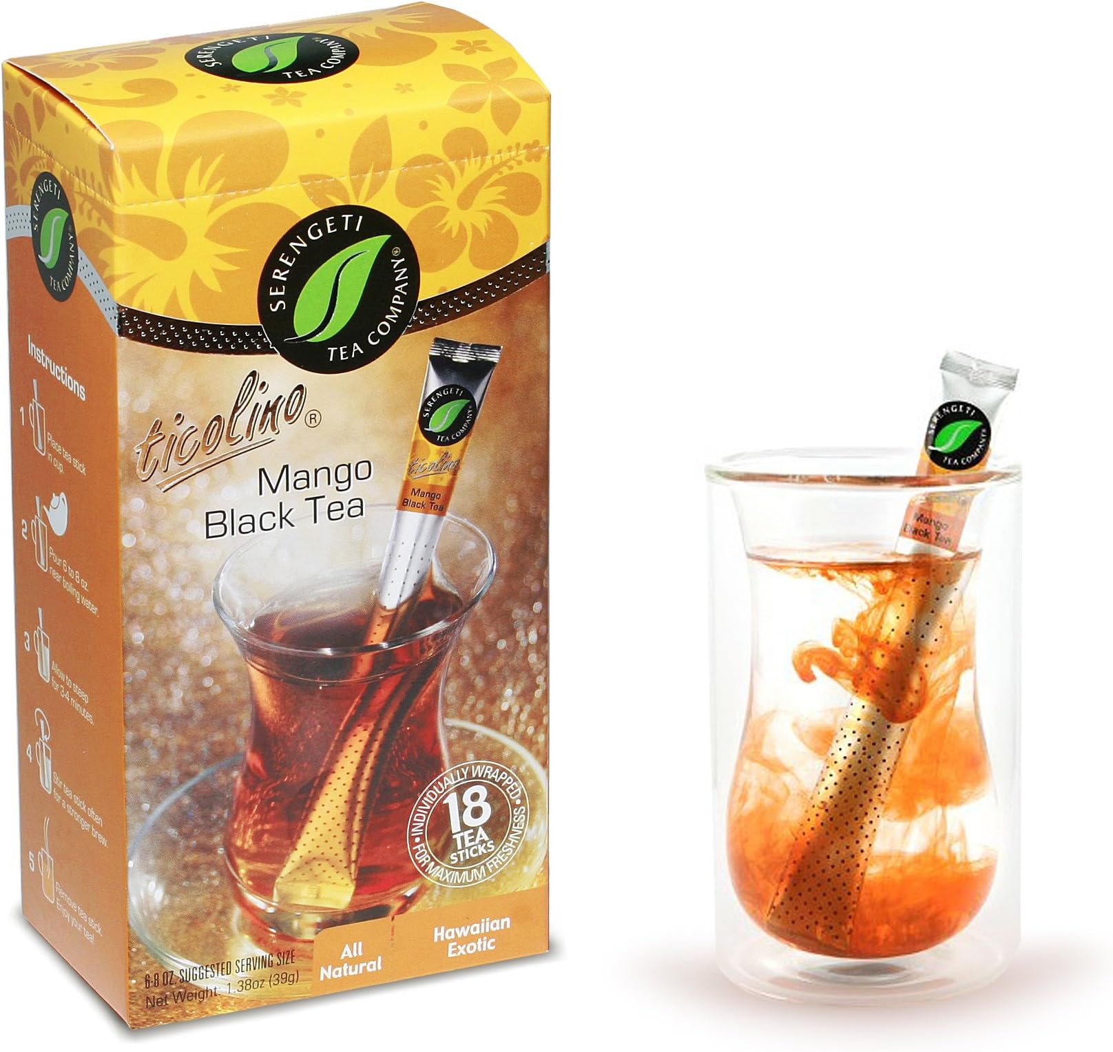 Serengeti Tea 2 Piece Mango Black Tea Box and Double Wall Cup Set