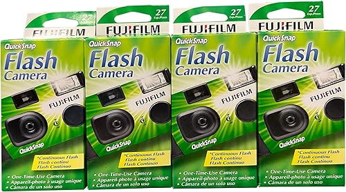 Fujifilm QuickSnap Flash 400 - Cámara de uso único de 1.378 in con flash, 27 exposiciones, paquete de 4