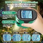 1000X Microscope numérique portatif pour enfants - 4K 2.0" Écran, rechargeable Mini Labster Portable Pocket Scope, Comprend le kit de diapositives - Science Gadget Edu cadeau pour les enfants 4-12 ans (vert)