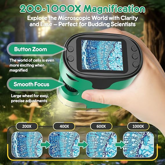 Kids Digital Microscope Science Gift: Complete STEM Toy Kit for Ages 4-12