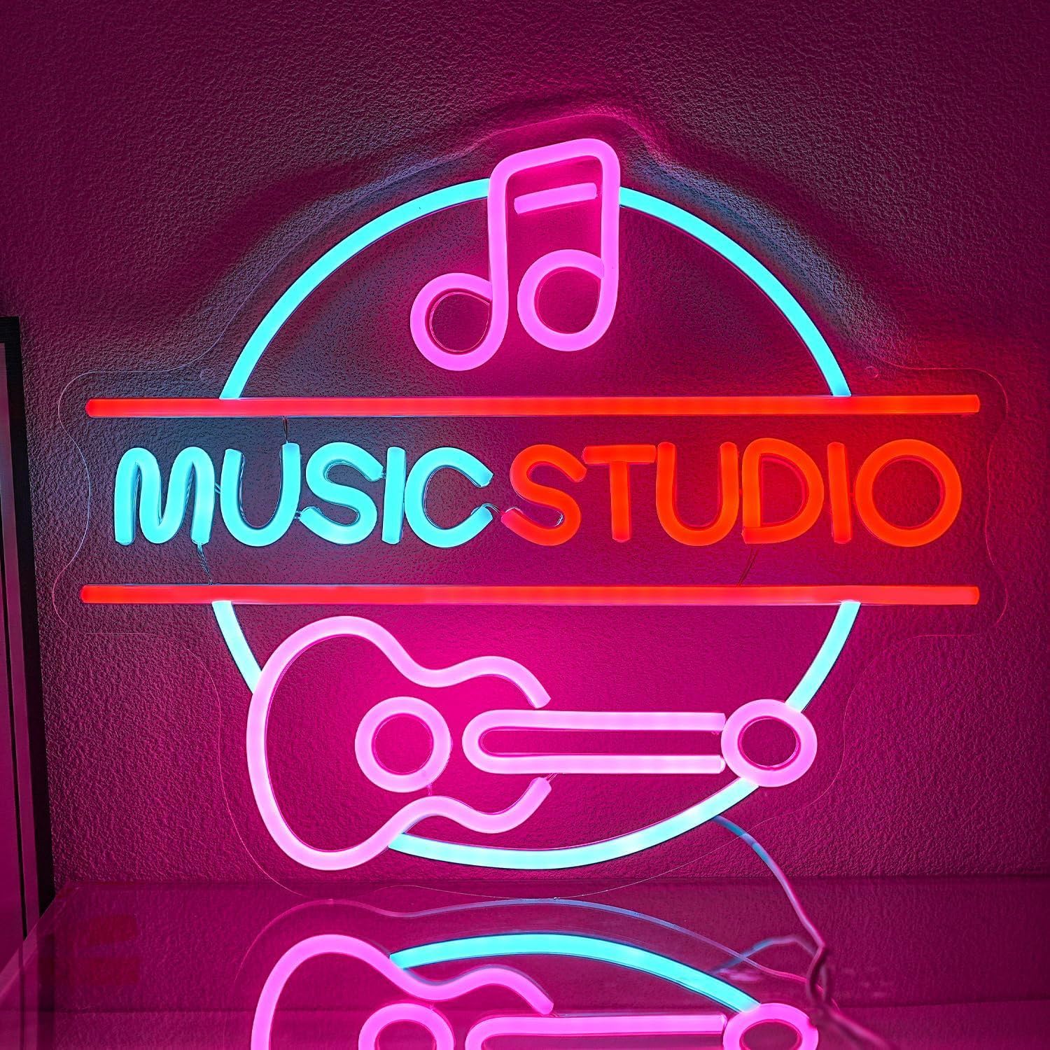 Music Studio LED neonowe sygnały na ścianę dekoracje ścienne neon akrylowe światła LED z zawieszonym łańcuchem oświetlające znaki do dekoracji sypialni dyplom bar pub 5V USB