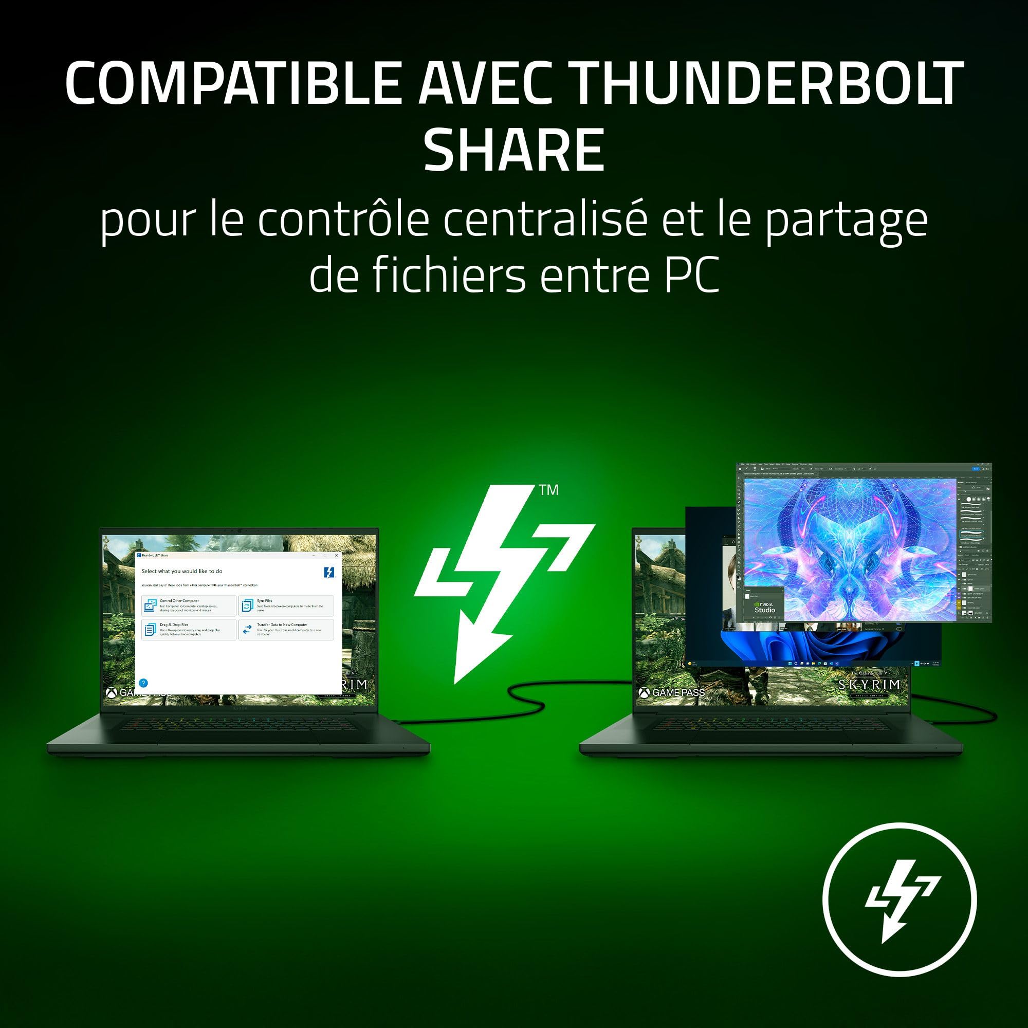Razer Thunderbolt 5 Dock Chroma - Station d'accueil 11 Ports USB-Thunderbolt - 3X DisplayPort USB-C - Ethernet - Passthrough 140W - Carte SD/UHS - 3X USB - Extension M.2 - Prise UE - PC/Mac | Noir