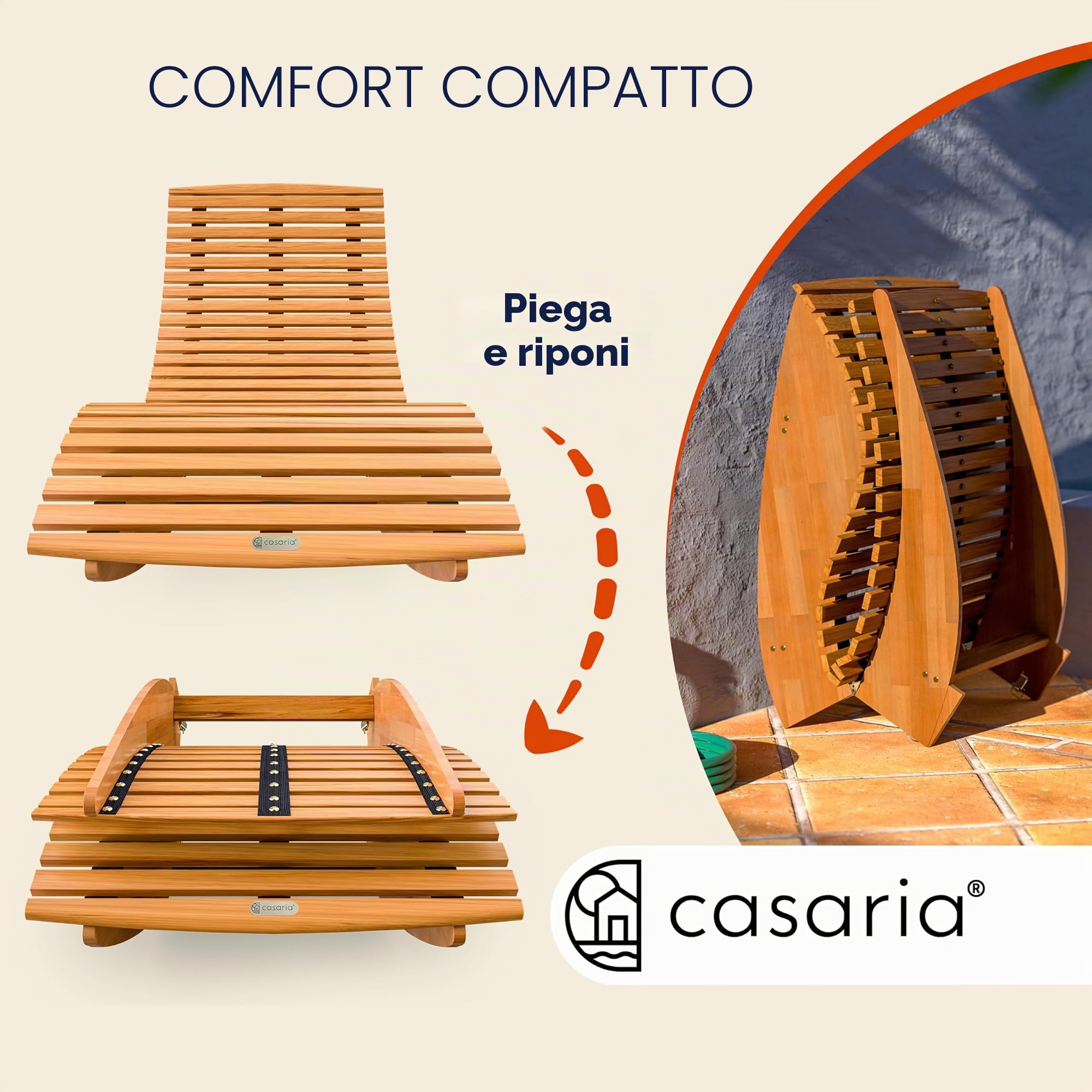 Casaria® Set Lettino Prendisole in Legno con Cuscino 195x60cm Portata 160 kg Certificato FSC® Lettini da Giardino Sdraio Pieghevole Ergonomica