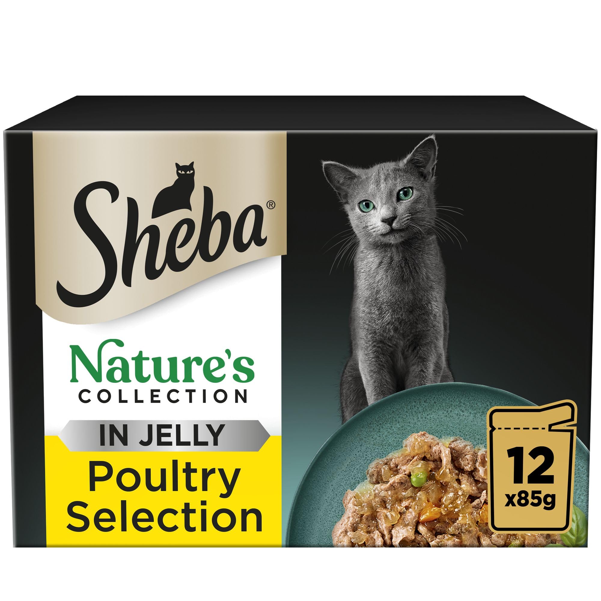 SHEBA Natures Collection Cat Pouches Poultry Collection in Jelly, Pack of 4 x (12x85g)