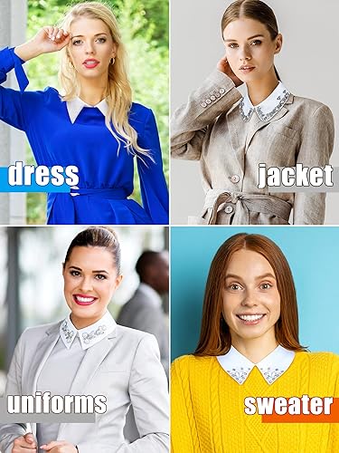 Miniatura 3 de Giegxin 6 piezas de diamantes de imitación media camisa blusa Dickey cuello desmontable falso collar para mujer trajes