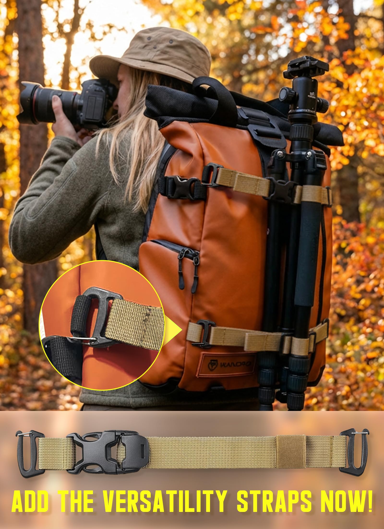 Sangles de sac à dos Molle - Système de rush - Fixation Molle pour sac à dos tactique militaire - Accessoires de transport d'équipement - Sangle de fixation par compression - Sangle de