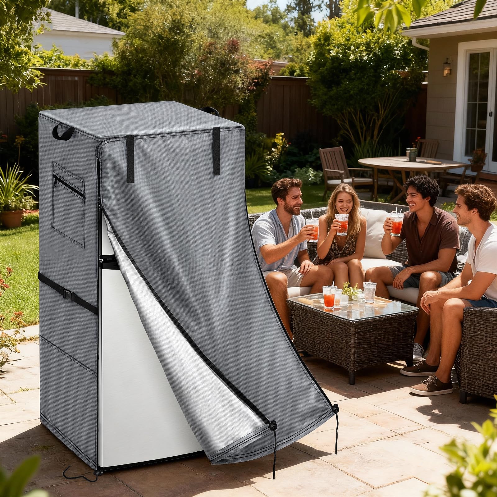 Funda para refrigerador, impermeable y a prueba de polvo, para proteger congeladores verticales, adecuada para habitaciones frías, 73,6 cm de ancho x 76,2 cm de profundidad x 155 cm de