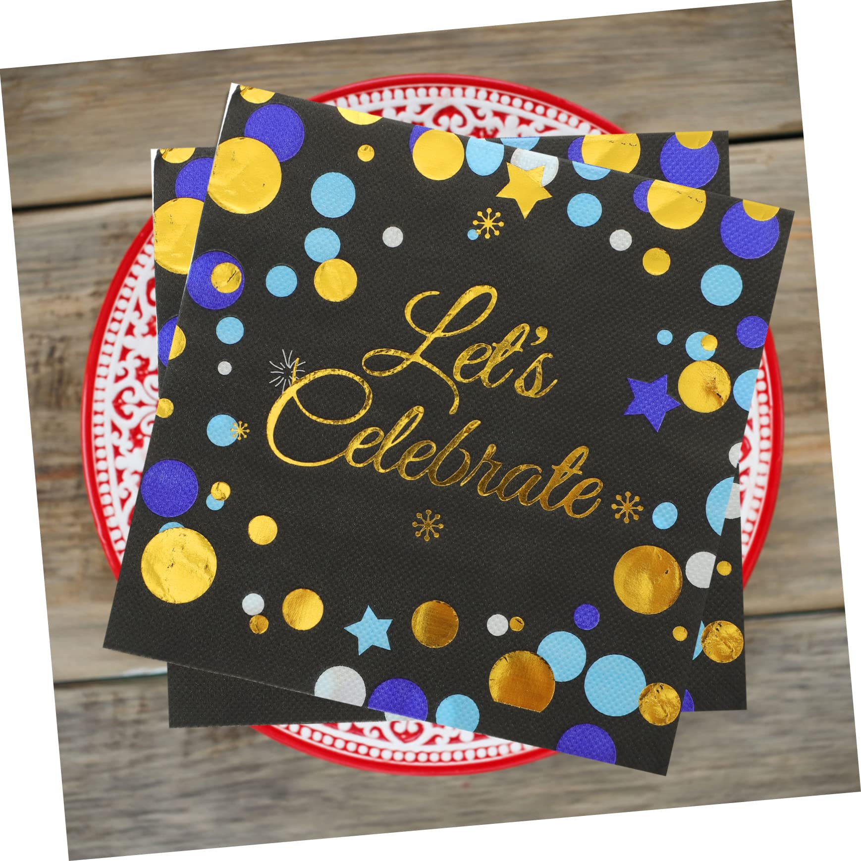 MAGICLULU 3 Sätze Bronzier Servietten Goldene Servietten Partyzubehör Eid Mubarak Partygeschirr Getränke Aus Papier Jungfräulicher Zellstoff Black 40 Stück * 3