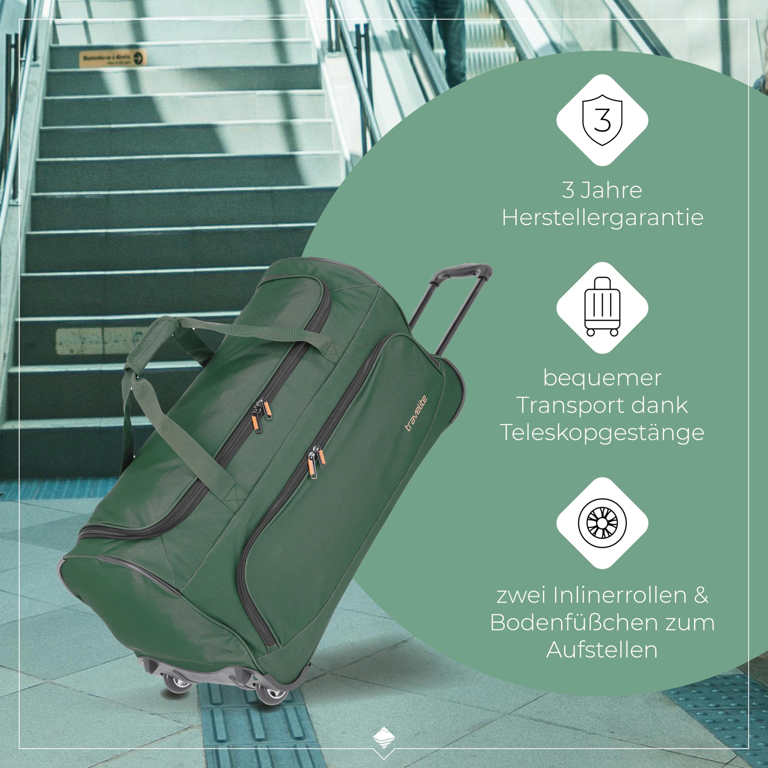 travelite Trolley Reisetasche mit Rollen 71 cm 89 Liter Sporttasche Basics Fresh