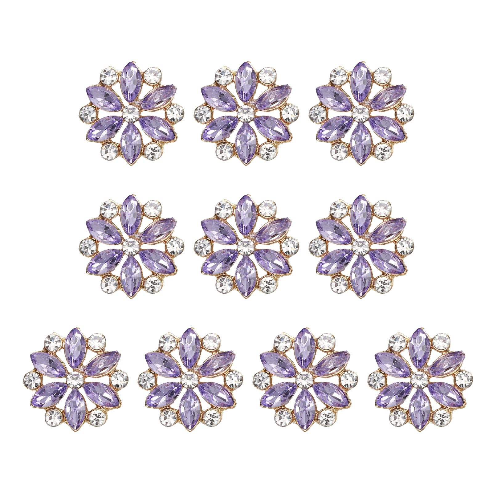 PATIKIL 10pcs Rhinestone Buttons for Clothing, 0.8"(20mm) Flower Crystal Buttons Diamond Flowers Embellishments Sew on Bulk for Crafts DIY Sewing Clothing Jewelry Making, Light Purple โ image 1