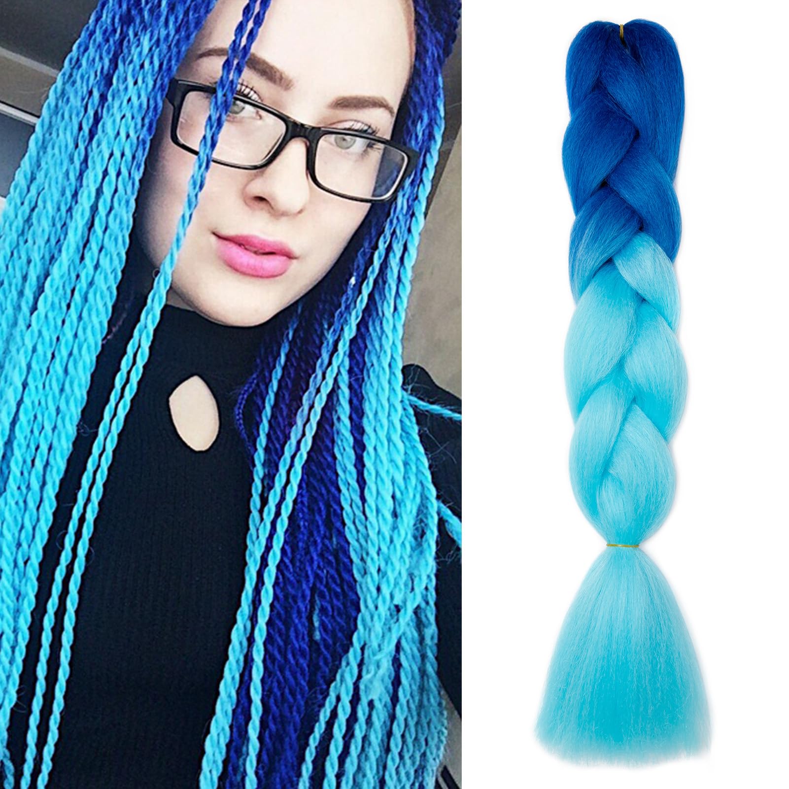 Dcbaboo Hair Extensions for Braiding Jumbo Braiding Hair Extension 1pack 24inch Synthetic Hair Kanekalon Ombre Braids Extensions Hair Afro Crochet Twist Box Braids 100g