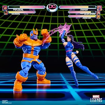 Hasbro Marvel Legends Series Gamerverse Psylocke vs Thanos İkili Aksiyon Figür Seti, Retro Video Game