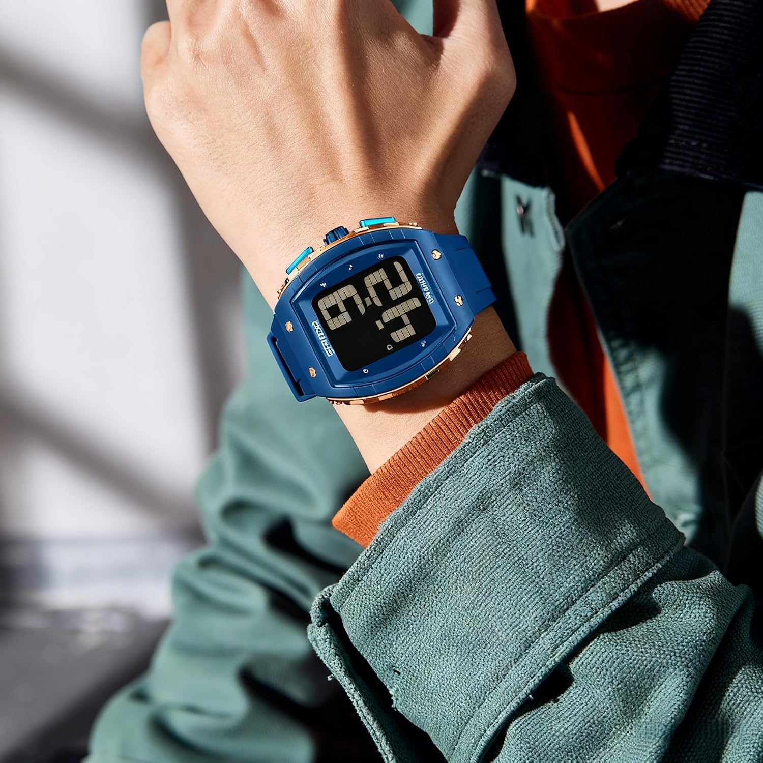 Men's Digital Talking Watch - Large LED Dial 5ATM Waterproof Shockproof Sports Watch with Voice Announcement, Alarm, Stopwatch, Backlight & Easy-to-Read Display for Blind & Elderly Adults