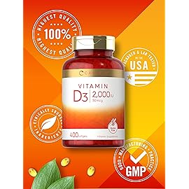 Carlyle Vitamin D3 2000IU Softgels | 400 Count | Non-GMO, Gluten Free Formula | 50 mcg | Vitamin D Supplement
